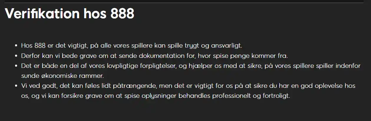 888 Danmarks hjælpeside om verificering og dokumentation
